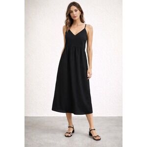 Quince Black Maxi Slip Dress